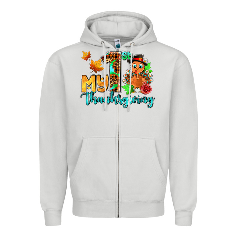 My First Thanksgiving With Turkey Zipper Hoodie by AdoDesignShop | Teevron