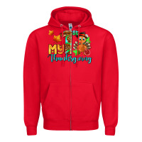 Red my first thanksgiving with turkey Zipper Hoodie - AdoDesignShop