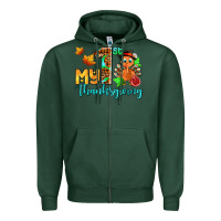 Sports Green my first thanksgiving with turkey Zipper Hoodie - AdoDesignShop