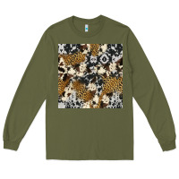 Army Green cowhide leopard seamless pattern Long Sleeve Tee - HRA Design Shop