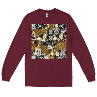 Burgundy cowhide leopard seamless pattern Long Sleeve Tee - HRA Design Shop