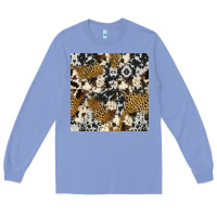 Colony Blue cowhide leopard seamless pattern Long Sleeve Tee - HRA Design Shop