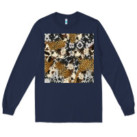 Navy cowhide leopard seamless pattern Long Sleeve Tee - HRA Design Shop