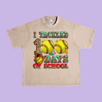 I Tackled 100 Days Of School Softball Urban Heavy Tee Designed By Zillion Design Studio