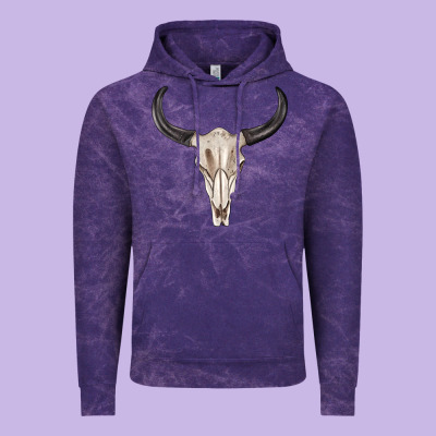 Western Bull Skull Tbw Vintage Hoodie Designed By Texasbilliewilder