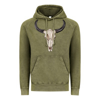 Vintage Olive western bull skull tbw Vintage Hoodie - texasbilliewilder