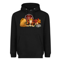 Black Red Barn Farm Animals Heavyweight Hoodie - Jasminsmagicworld