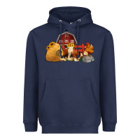 Navy Red Barn Farm Animals Heavyweight Hoodie - Jasminsmagicworld