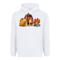 White Red Barn Farm Animals Heavyweight Hoodie - Jasminsmagicworld