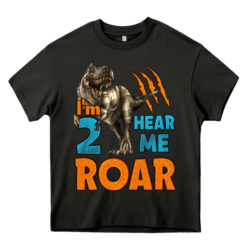 I'm Two Hear Me Roar Dinosaur Birthday Heavy Core Tee by LillyAllenDesigns | Teevron