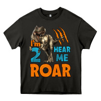 Asphalt i'm two hear me roar dinosaur birthday Heavy Core Tee - LillyAllenDesigns