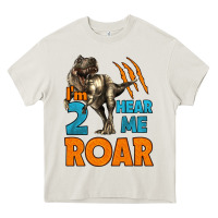 Cream i'm two hear me roar dinosaur birthday Heavy Core Tee - LillyAllenDesigns