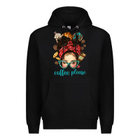 Black coffee please messy bun with coffee bean bbs Premium Hoodie - BundleAndBundleShop