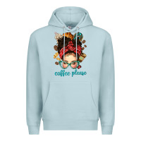 Blue Mist coffee please messy bun with coffee bean bbs Premium Hoodie - BundleAndBundleShop