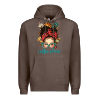 Coffee coffee please messy bun with coffee bean bbs Premium Hoodie - BundleAndBundleShop