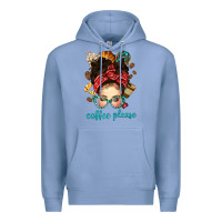 Colony Blue coffee please messy bun with coffee bean bbs Premium Hoodie - BundleAndBundleShop