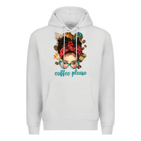 Dove Grey coffee please messy bun with coffee bean bbs Premium Hoodie - BundleAndBundleShop