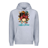 Heather Grey coffee please messy bun with coffee bean bbs Premium Hoodie - BundleAndBundleShop