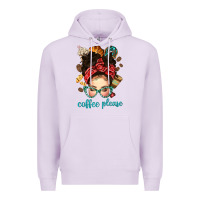 Lilac coffee please messy bun with coffee bean bbs Premium Hoodie - BundleAndBundleShop