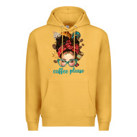 Mustard coffee please messy bun with coffee bean bbs Premium Hoodie - BundleAndBundleShop
