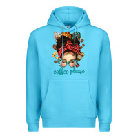 Ocean Blue coffee please messy bun with coffee bean bbs Premium Hoodie - BundleAndBundleShop