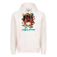 Pale Pink coffee please messy bun with coffee bean bbs Premium Hoodie - BundleAndBundleShop