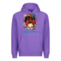 Purple coffee please messy bun with coffee bean bbs Premium Hoodie - BundleAndBundleShop