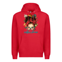 Red coffee please messy bun with coffee bean bbs Premium Hoodie - BundleAndBundleShop