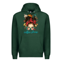 Sports Green coffee please messy bun with coffee bean bbs Premium Hoodie - BundleAndBundleShop