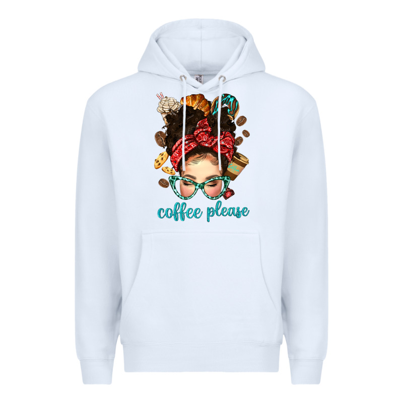 Coffee Please Messy Bun With Coffee Bean Bbs Premium Hoodie by BundleAndBundleShop | Teevron