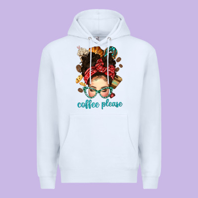 Coffee Please Messy Bun With Coffee Bean Bbs Premium Hoodie Designed By Bundleandbundleshop