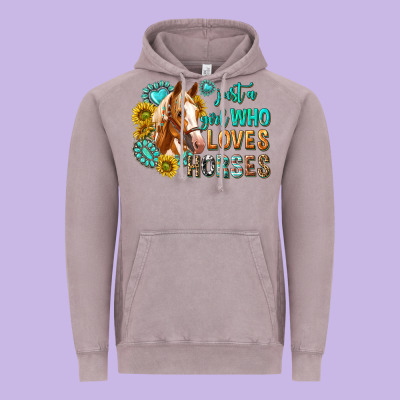 Western Just A Girl Who Loves Horses Vintage Hoodie Designed By Texasbilliewilder