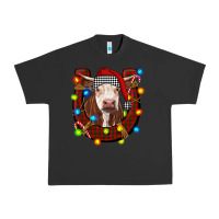 Pigment Black christmas horseshoe with hereford cow Urban Heavy Tee - RanaPortraitStore