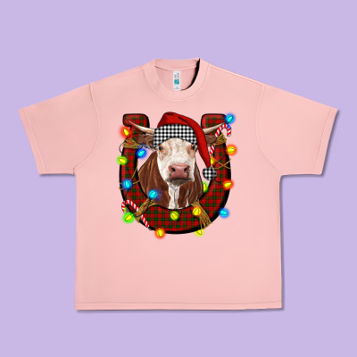 Christmas Horseshoe With Hereford Cow Urban Heavy Tee Designed By Ranaportraitstore