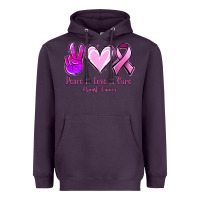Plum Peace Love Cure Breast Cancer Heavyweight Hoodie - Jasminsmagicworld