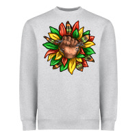 Heather Grey black history sunflower Heavyweight Sweatshirt - texasbilliewilder