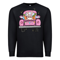 Black easter bunny and truck Premium Sweatshirt - MaliasSmallBusiness
