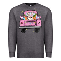 Charcoal Heather easter bunny and truck Premium Sweatshirt - MaliasSmallBusiness