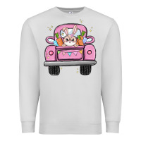 Dove Grey easter bunny and truck Premium Sweatshirt - MaliasSmallBusiness