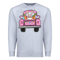 Heather Grey easter bunny and truck Premium Sweatshirt - MaliasSmallBusiness