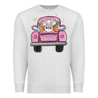 Oatmeal Heather easter bunny and truck Premium Sweatshirt - MaliasSmallBusiness