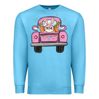 Ocean Blue easter bunny and truck Premium Sweatshirt - MaliasSmallBusiness