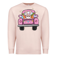 Pale Pink easter bunny and truck Premium Sweatshirt - MaliasSmallBusiness