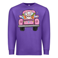 Purple easter bunny and truck Premium Sweatshirt - MaliasSmallBusiness