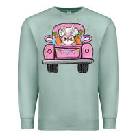 Seafoam easter bunny and truck Premium Sweatshirt - MaliasSmallBusiness