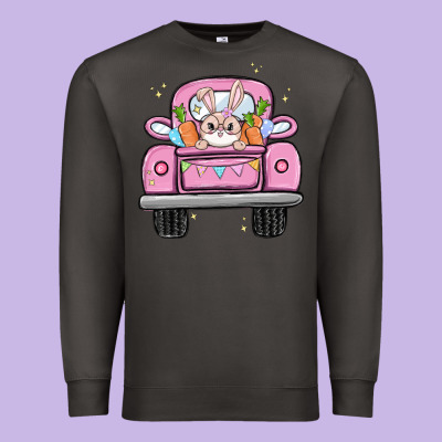 Easter Bunny And Truck Premium Sweatshirt Designed By Maliassmallbusiness