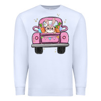 White easter bunny and truck Premium Sweatshirt - MaliasSmallBusiness