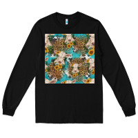 Black charolais cow and sunflowers seamless pattern Long Sleeve Tee - HRA Design Shop