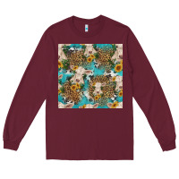 Burgundy charolais cow and sunflowers seamless pattern Long Sleeve Tee - HRA Design Shop