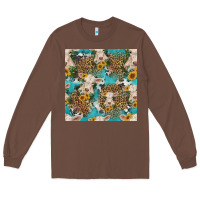 Chestnut charolais cow and sunflowers seamless pattern Long Sleeve Tee - HRA Design Shop